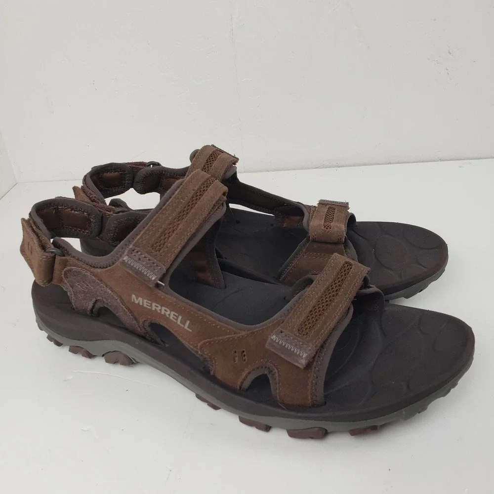 Merrell Hiking Sport Sandal Huntington Brown Leather Men's 14 J036845